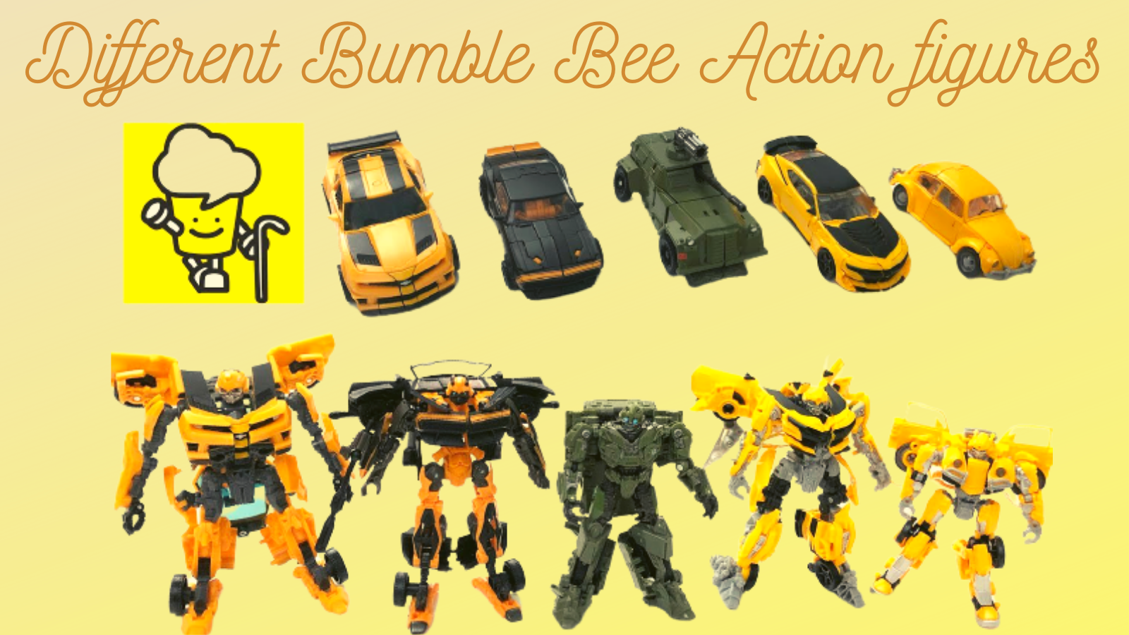 Different Bumble Bee Action Figures.