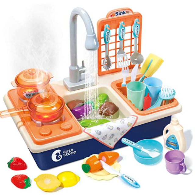 CUTE STONE Pretend Play Kitchen Sink Toys