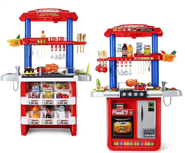 CUTE STONE 2-in-1 Kids Kitchen & Grill Playset