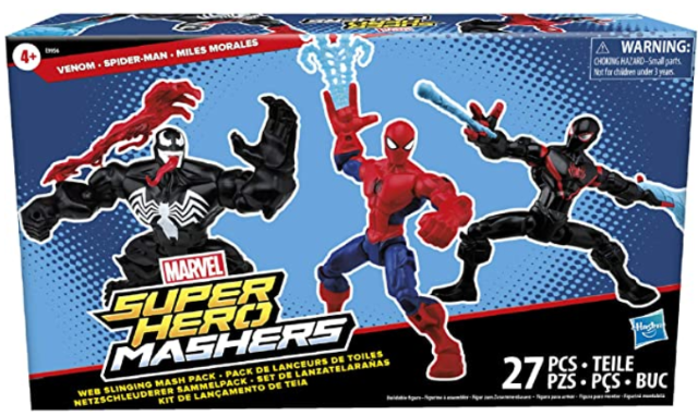 Hasbro Marvel Super Hero Mashers Web-Slinging Mash Collection Pack with Spiderman, Venom and Miles Morales